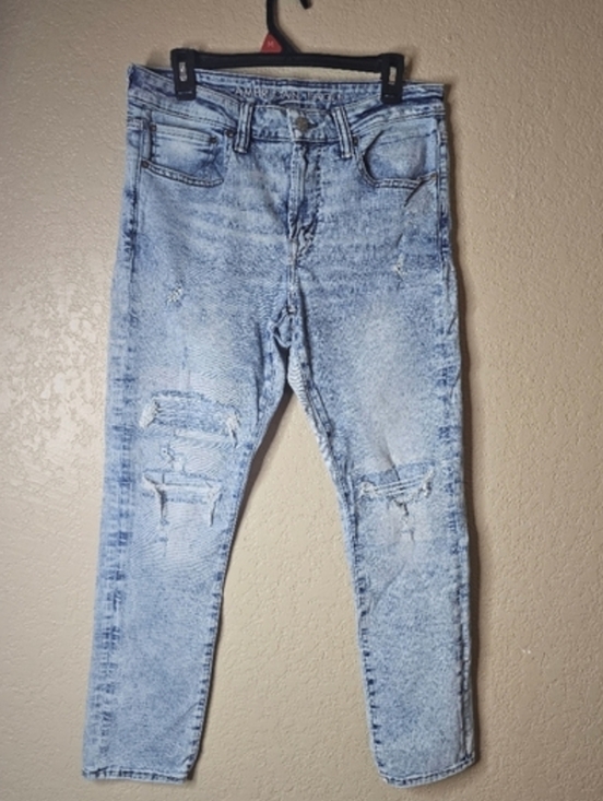 American Eagle Outfitters Other - AMERICAN EAGLE Jeans Mens Distressed AirFlex 360 Skinny US 34x30 Light Wash Blue